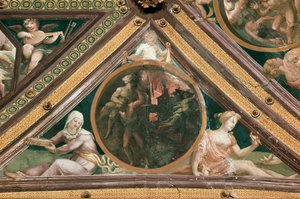 Eneas rescatando a Anquises del fuego de Troya (fresco) de Domenico Beccafumi