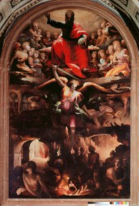 San Miguel expulsando a los ángeles rebeldes de Domenico Beccafumi