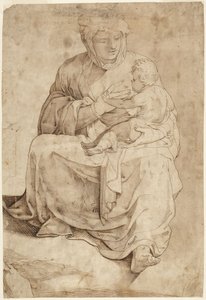 Virgen sentada amamantando al Niño, procedente de un panel de suelo con incrustaciones de la catedral de Siena de Domenico Beccafumi