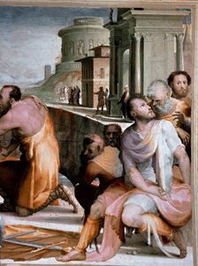 La conciliación del cónsul romano Marcus Fulvius Flaccus y Marcus Aemilius Lepidus alrededor de 126 a.C. (detalle). Fresco de Domenico di Giacomo di Pace conocido como Beccafumi (1486-1551) 1529-1535 Siena, Palazzo Pubblico