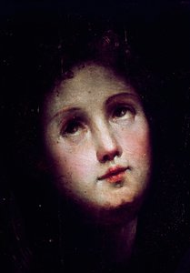 El descenso de Cristo al limbo. Detalle del rostro de un joven mirando al cielo