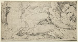 Tres Desnudos Masculinos, segundo cuarto de 1500 de Domenico Beccafumi
