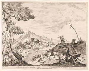 paisaje con pastores y ganado de Domenico Bernardo Zilotti