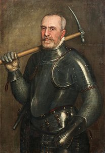 Retrato de Giulio Savorgnan 1510-1595 con pico, c. 1565 de Domenico Brusasorzi