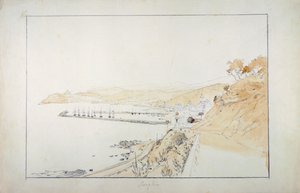 Porto Maurizio visto desde Oneglia, hacia 1859, de Pasquale Domenico Cambiaso (1811-1894), Italia Lápiz y acuarela. de Domenico Cambiaso