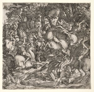 Batalla de los hombres desnudos, 1517 de Domenico Campagnola