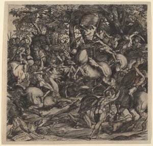 Batalla de hombres desnudos de Domenico Campagnola