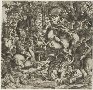 Batalla de los hombres desnudos de Domenico Campagnola