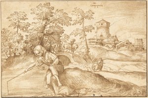 Paisaje con un Niño Pescando