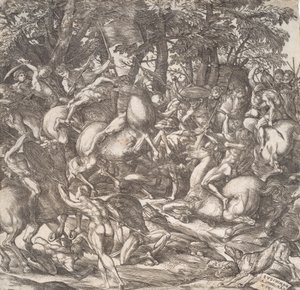 Combate de caballeros de Domenico Campagnola
