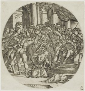 La decapitación de Santa Catalina de Domenico Campagnola