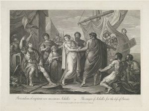 Aquiles abuchea sobre het verlies van Briseïs La ira de Aquiles por la pérdida de Briseida (título sobre objeto)