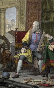 Representación del pintor y escultor Leonardo de Vinci (1452-1519) en su taller Grabado de Domenico Cunego (1726-1803)
