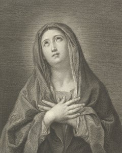 La Virgen mirando hacia arriba con las manos cruzadas sobre su pecho, después de Reni, 1776 de Domenico Cunego