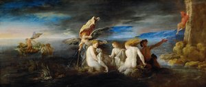 Héroe llorando a Leandro muerto, c. 1622 de Domenico Fetti or Feti