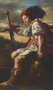 David con la cabeza de Goliat, c.1620 de Domenico Fetti or Feti