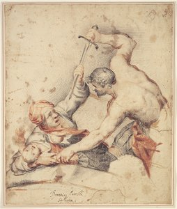 Hombre atacando a una madre y un niño