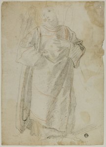 Ángel de Pie (recto); Estudio de Rostro y Vestimenta (verso) de Domenico Fiasella