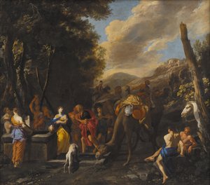 Rebeca y Eliezer en el pozo de Domenico Gargiulo