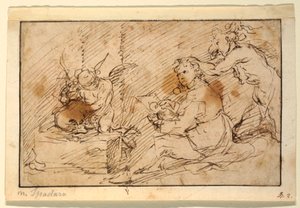 Artista sentado de Domenico Gargiulo, called Micco Spadaro