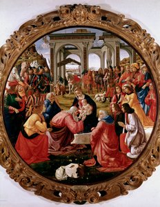 Adoración de los Magos. Pintura de Domenico Ghirlandaio (1449-1494) 1487. Florencia, Galería de los Uffizi
