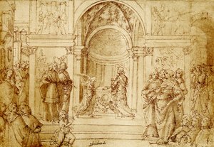 El ángel aparece a Zacarías en el templo de Domenico Ghirlandaio