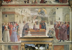 El milagro del niño resucitado, escena de un ciclo de la Vida de San Francisco de Asís (detalle) de Domenico Ghirlandaio