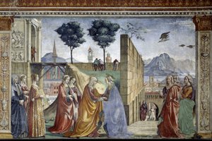 La historia de San Juan Bautista: La Visitación. Fresco de Domenico Ghirlandaio (1449-1494)