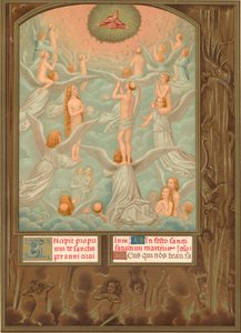 Ángeles presentan a Dios las almas de los recién elegidos, principios del siglo XVI de Domenico Grimani