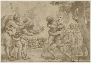 Hércules en Antaeus de Domenico I Piola