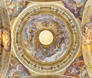 La cúpula con la representación de la Coronación de la Virgen, (detalle), finales del siglo XVII de Domenico I Piola