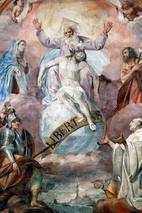 Jesús y Dios Padre. Fresco. Génova. Italia. de Domenico Il Sarzana Fiasella