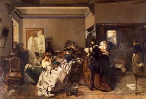 Escuela para costureras, por Domenico Induno