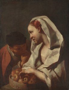 Chica vendiendo fruta de Domenico Maggiotto (attributed to)