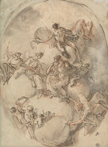 Estudio para el techo: Apolo y otras figuras de Domenico Mondo