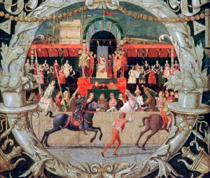 El rapto de las sabinas antes de la señal, c1490 de Domenico Morone