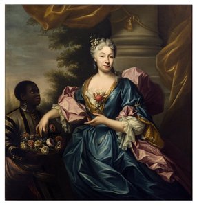 Retrato de dama con sirviente (óleo sobre lienzo) de Domenico Parodi