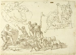 Bocetos de escenas religiosas de Domenico Piola