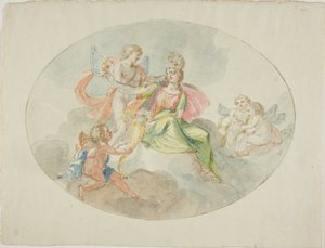 Alegoría de la abundancia (boceto para una pintura de techo) de Domenico Pozzi