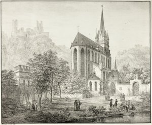 Colegiata de Nuestra Señora, con el castillo de Schoenberg en Oberwesel, a orillas del Rin