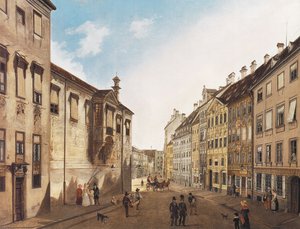 La Residenzstraße hacia la Plaza Max-Joseph en el año 1826 de Domenico Quaglio the Younger
