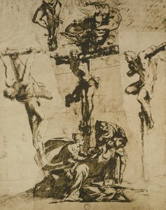 Estudio de la Crucifixión y la Virgen Desmayada