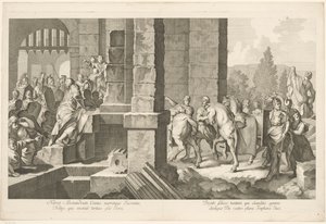 Procesión militar entra en un edificio Triunfo de Alejandro Magno en Babilonia (título de la serie) de Domenico Rossetti