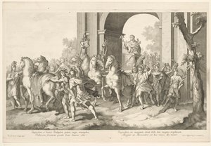 Procesión militar con Alejandro Magno en carro triunfal Triunfo de Alejandro Magno en Babilonia (título de la serie) de Domenico Rossetti