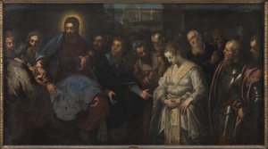 Cristo y la adúltera de Domenico Tintoretto