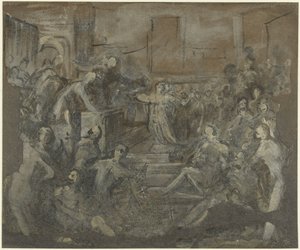 Santa Catalina discutiendo con los escribas de Domenico Tintoretto