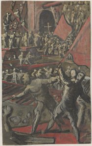 Soldados venecianos atacando Constantinopla (recto) de Domenico Tintoretto