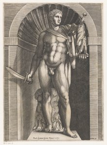 Escultura de un guerrero Speculum Romanae Magnificentiae (título de la serie) de Domenico Vito