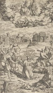 El apedreamiento de San Esteban de Domenico del Barbiere