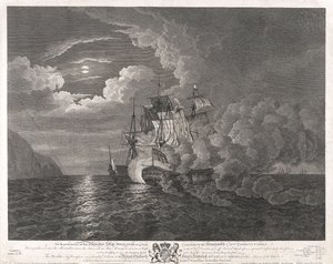 HMS "Mediator" el 12 de diciembre de 1782 frente a Ferrol de Dominic Serres